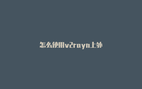 怎么使用v2rayn上外-v2rayng