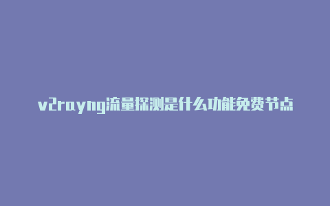 v2rayng流量探测是什么功能免费节点-v2rayng