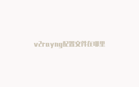 v2rayng配置文件在哪里-v2rayng