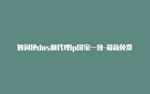 如何使dns和代理ip国家一致-最新免费http代理ip每时更新-v2rayng