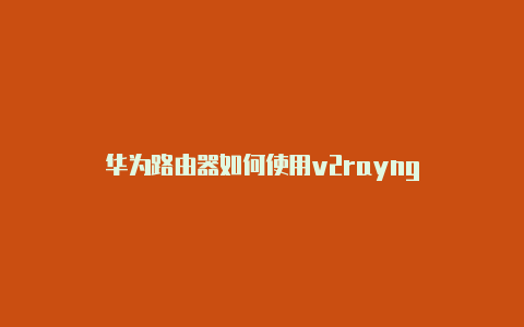 华为路由器如何使用v2rayng-v2rayng