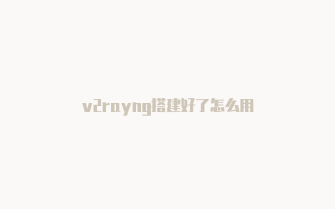 v2rayng搭建好了怎么用-v2rayng