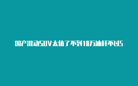 国产混动SUV太值了不到10万油耗不过5L【v2rayncore github】