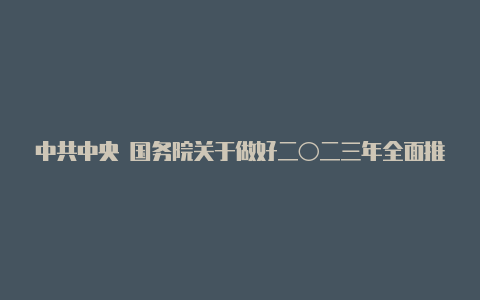 中共中央 国务院关于做好二〇二三年全面推进乡村振兴重点工作的意见【v2rayn和v2rayn的区别】