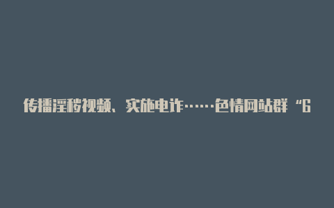 传播淫秽视频、实施电诈……色情网站群“66se”背后犯罪团伙被打掉！【v2rayng安卓节点】