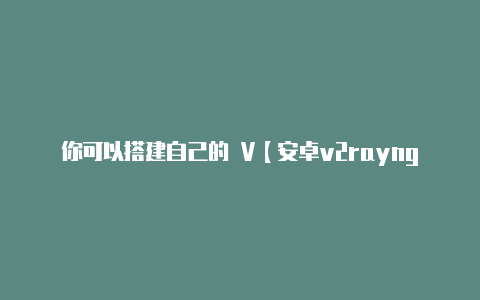 你可以搭建自己的 V【安卓v2rayng设置】-v2rayng