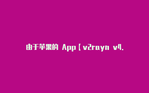 由于苹果的 App【v2rayn v4.29】