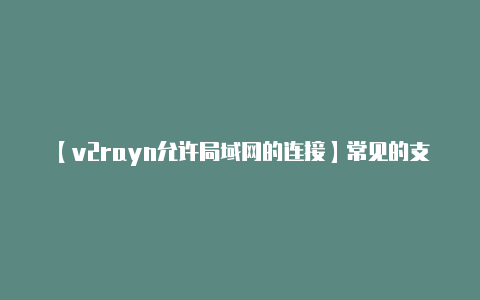 【v2rayn允许局域网的连接】常见的支付方式包括支