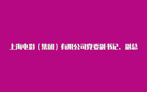 上海电影（集团）有限公司党委副书记、副总裁【v2rayng未连接】