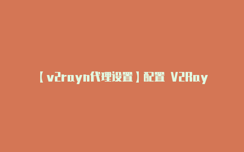 【v2rayn代理设置】配置 V2RayNG